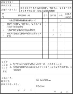 购置用于符合条件的环境保护、节能节水、安全生产等专用设备的投资额,按规定比例抵免税额报送资料清单